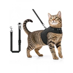 Siyah Renkli Nefes Alabilen Kedi Göğüs Tasma - 3lü Set