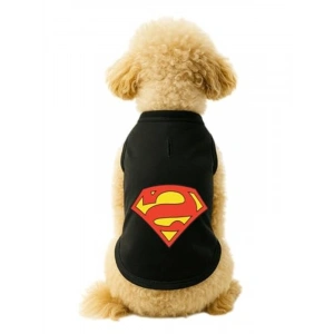 Siyah Superman Atlet Kedi ve Köpek Kıyafeti, S Beden