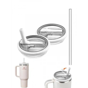 Sızdırmaz Beyaz Flip Pipetli Kapak, 40 Oz Kapasiteli Uyumlu