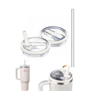 Sızdırmaz Kapak ve Pipet ile Uyumlu Flip Kapak - Krem Renk
