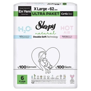 Sleepy Natural Double Soft Bebek Bezi Ultra Paket 6 Beden 62 Adet