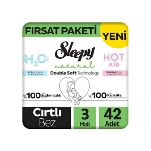 Sleepy Natural Double Soft Fırsat Paketi Bebek Bezi 3 Numara Midi 42 Adet