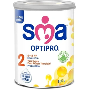 SMA Optipro 2 Bebek Devam Sütü 800 Gr 6-12 Ay İçin Sütlü İçerik ve Probiyotikler ile Zenginleştirilmiş
