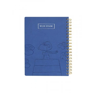 Snoopy Tasarımlı Vegan Deri Spiral Günlük, 192 Sayfa