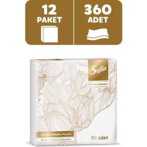 Sofia Kumaş Dokulu Beyaz Peçete 30lu 12 Paket