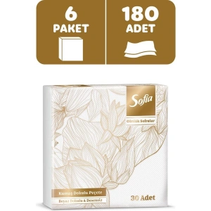 Sofia Kumaş Dokulu Beyaz Peçete 30lu 6 Paket