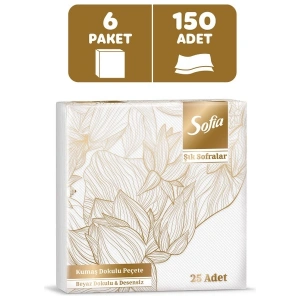 Sofia Kumaş Dokulu Peçete 25li 6 Paket