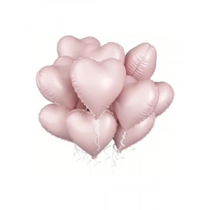 Soft Pembe Kalp Folyo Balon Seti - 18 inç, 5 Adet