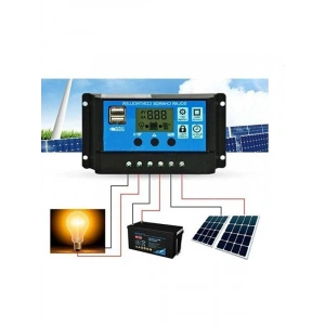 Solar Akü Şarj Kontrol Cihazı, 12V 24V 30 Amper Kapasite ile