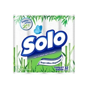 Solo Ultra Yumuşak Bambu Katkılı Tuvalet Kağıdı 32 Rulo Ekstra Dayanıklı