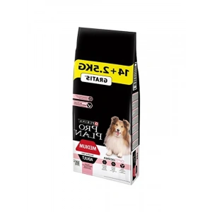 Somonlu köpek maması, yetişkinler için 14 kg + 2.5 kg hediye