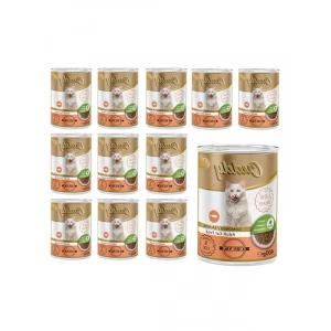 Somonlu ve jöleli konserve mama, 400 gr x 12 adet, lezzetli öğün