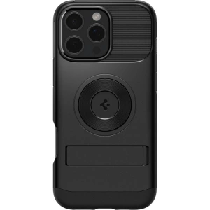 Spigen Apple iPhone 16 Pro ile Uyumlu Ekstra Dayanıklı MagSafe Kılıf Slim Armor Hava Kanalı Teknolojisi™ Askeri Sınıf Koruma MagFit KickStandlı Black Çift Katman Kapak - ACS08164