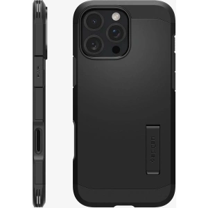 Spigen Apple iPhone 16 Pro ile Uyumlu Ekstra Dayanıklı MagSafe Kılıf Tough Armor Ai T Force Kamera Butonu Hava Kanalı Teknolojisi™ Askeri Sınıf Koruma MagFit KickStandlı Black Katman Kapak - ACS08510