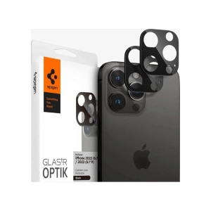 Spigen Apple iPhone 16 Pro Max / 16 Pro / 15 Pro Max / 15 Pro / 14 Pro Max / 14 Pro ile Uyumlu Kamera Lens Camı Koruyucu GLAS.tR Optik (2 Adet) Black - AGL05273