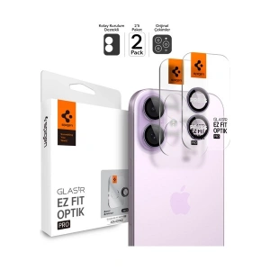 Spigen Apple iPhone 17 / 16 Plus / 16 ile Uyumlu Kamera Lens Camı Koruyucu Kolay Kurulum GLAS.tR EZ Fit Optik Pro (2 Adet) Purple - AGL10127