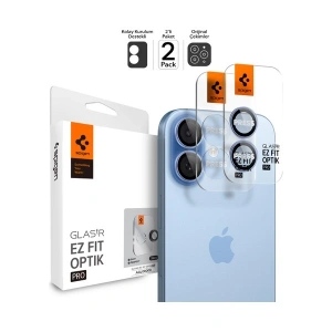 Spigen Apple iPhone 17 / 16 Plus / 16 ile Uyumlu Kamera Lens Camı Koruyucu Kolay Kurulum GLAS.tR EZ Fit Optik Pro (2 Adet) Blue - AGL10129