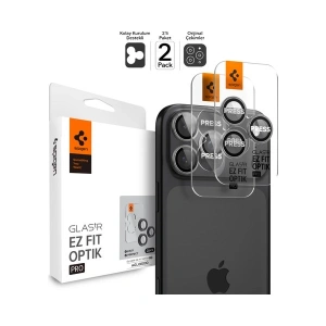 Spigen Apple iPhone 17 Pro Max / 17 Pro / 16 Pro Max / 16 Pro / 15 Pro Max / 15 Pro / 14 Pro Max ile Uyumlu Kamera Lens Camı Koruyucu Kolay Kurulum GLAS.tR EZ Fit Optik Pro (2 Adet) Gray - AGL10125