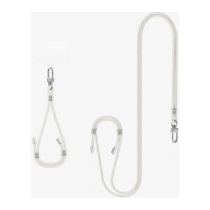 Spigen Cross Body Strap v2 Set Boyun Askı ipi + Wrist Strap El Askı ipi + ConTag Tutucu Aparat (Tüm Cihazlarla Uyumlu) Pearl White - AFA08365