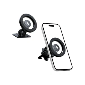 Spigen MagSafe Araç içi Telefon Tutucu 2in1 Air Vent & Dashboard (Ön Konsol ve Havalandırma Izgara ile Uyumlu) Kısa Versiyon iPhone & MagFit ile Uyumlu + Dahili Metal Halka MTF13 Silver - ACP08315