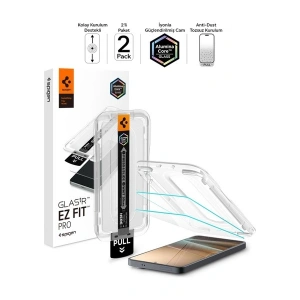 Spigen Samsung Galaxy S26 Plus ile Uyumlu Cam Ekran Koruyucu AluminaCore™ iyonlaştırılmış Güçlendirilmiş Cam Teknolojisi Anti-Dust Uygulama Kolay Kurulum GLAS.tR EZ Fit Pro (2 Adet) - AGL11079