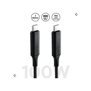 Spigen USB-C to USB-C 1 Metre E-Mark Çipli Örgü Kablo 100W Güç / PPS 2.0 Super Hızlı Şarj / Data Type-C Ekstra Dayanıklı ArcWire PB1800 Black - 000CB24746