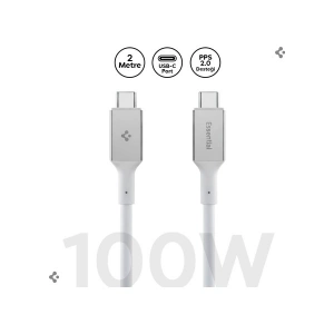 Spigen USB-C to USB-C 2 Metre Kablo 100W Güç / PPS 2.0 Desteği Super Hızlı Şarj / 5 Gbps (E-Marker Çip) Data Aktarım Hızı / PD USB 3.2 Type-C Ekstra Dayanıklı MFI Lisanslı White - ACA08775