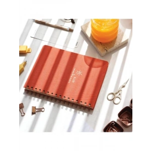 Spiralli Sert Kapak Keten Noktalı Not Defteri - Mercan