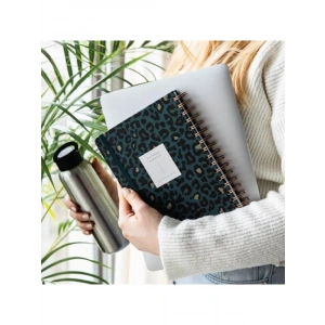 Spiralli Süresiz Planlayıcı Ajanda - Yeşil Leopar (15x21 cm)