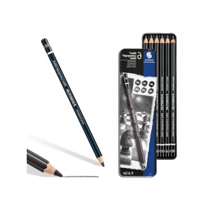 Staedtler 100B G6 Mars Lumograph Black Kurşun Kalem 6lı Metal Kutuda 8B, 6B, 2 Adet 4B, 2 Adet 2B