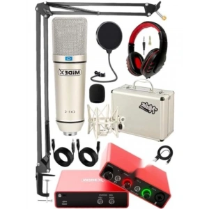 Stüdyo Ekipmanları Seti - Ses Kartı ve Mikrofon ile Kulaklık Standı
