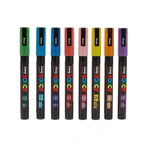 Su Bazlı Simli Poster Markörü, 0.9-1.3 mm, 8li Set