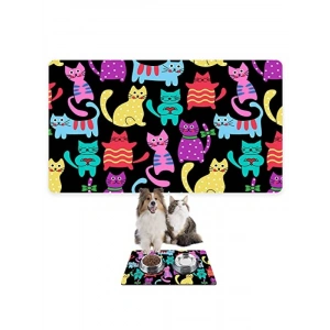 Su Geçirmez Evcil Hayvan Beslenme Matı (50x35 cm, Siyah)