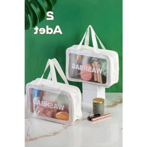 Su Geçirmez Seyahat Makyaj Organizer Çantası 20x30 cm, 2li Set