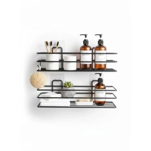 Su Geçirmez Yapışkanlı Banyo ve Mutfak Rafı Seti – Tek Katlı Organizer (2 Adet)