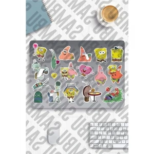 Sünger Bob Temalı Sticker Etiket Seti - Sponge Bob Sticker - Laptop Notebook Telefon