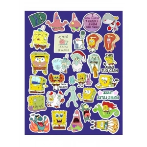 Sünger Bob Temalı Sticker Seti, Telefon ve Laptop için Eğlenceli