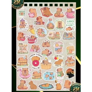 Suya Dayanıklı Capybara Sticker Seti, 35’li, A5 Boyut