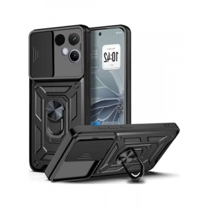 Tecno Pova C 2 İle Uyumlu PhoenixShield Sürgülü Sistem Kamera Korumalı Kapak Tam Koruma Manyetik Ve Kapak Siyah