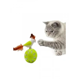 Tekerlekli Hacıyatmaz Kuş Kedi Oyuncağı (Limon Yeşili)