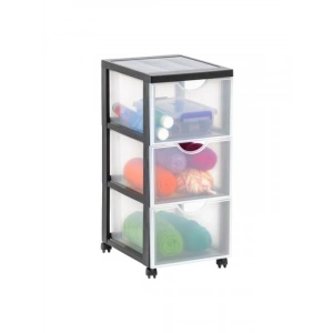 Tekerlekli ve Çekmeceli Saklama Kulesi - 3 x 15 L, Siyah