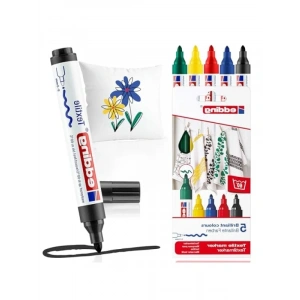 Tekstil Kalemi Seti - Siyah, Kırmızı, Mavi, Yeşil, Sarı