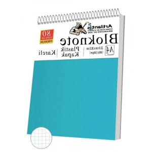 Telli Masaüstü Not Defteri Kareli A4 1 Adet Masa Üstü Plastik Kapaklı Spiralli Bloknot Blocknote 80 Yaprak Okul Ofis