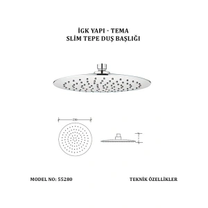 Tema Igk Yapı - Tema Siım Tepe Duş Başlıkları (Model No: 55280)