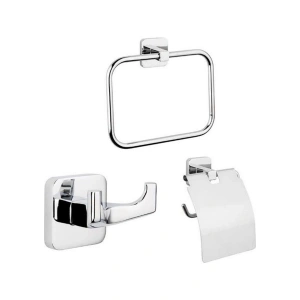 Tema Kare 3 Lü Set Yuvarlak Havluluk+Askılık+Tuvalet Kağıtlık