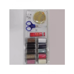 Temel Dikiş Seti, 10 Renkli İplik ve Aksesuarlar İçeren Mini Set