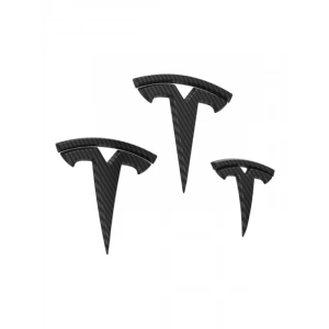 Tesla Model Y Uyumlu Parlak Karbon T Logosu Seti