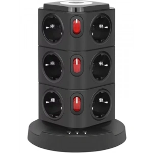 Tower Tipi Akım Korumalı Priz, 12 Prizli ve 4 USB Girişli