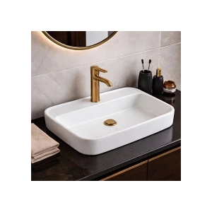 Turavit Loft Dikdörtgen Tezgâh Üstü Batarya Delikli Beyaz Lavabo 60X40 cm LFT0710