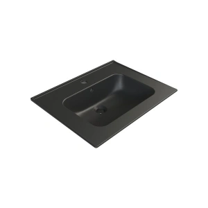 Turkuaz Seramik Mat Siyah Blue 60 cm Etajerli Lavabo